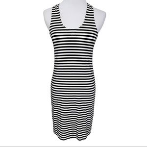 Jane Hudson Black and White Stripe Casual Sleeveless Racerback Bodycon Dress